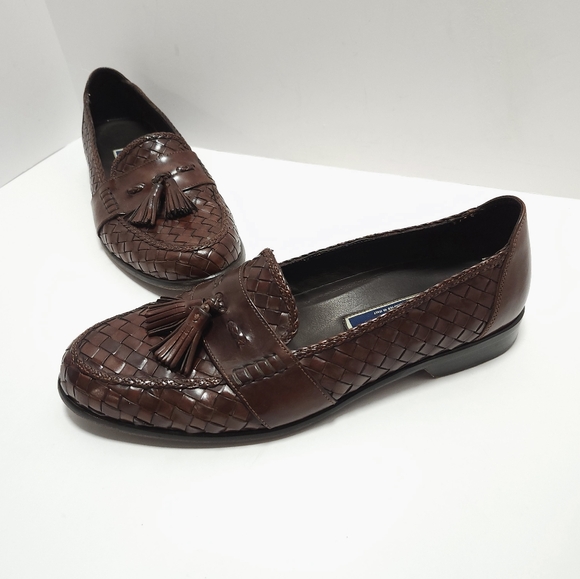 Bragano Other - Bragano Mens Tassel Loafers Size 11 M Brown Woven Leather Slip On Italy